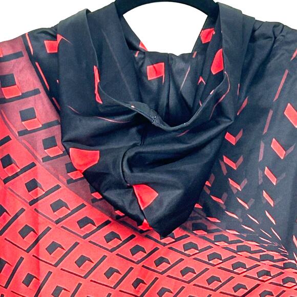 Graphic Hoodie Mens XLarge Red Black Abstract Print Pullover Hooded Sweatshirt - Picture 4 of 9